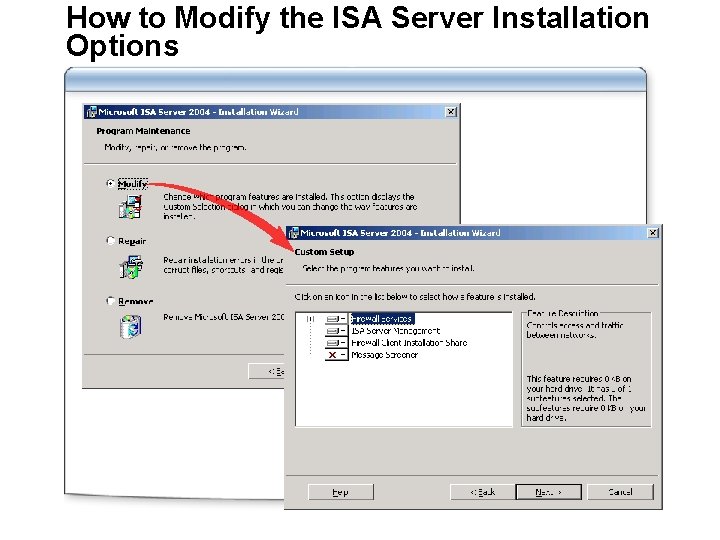 How to Modify the ISA Server Installation Options 