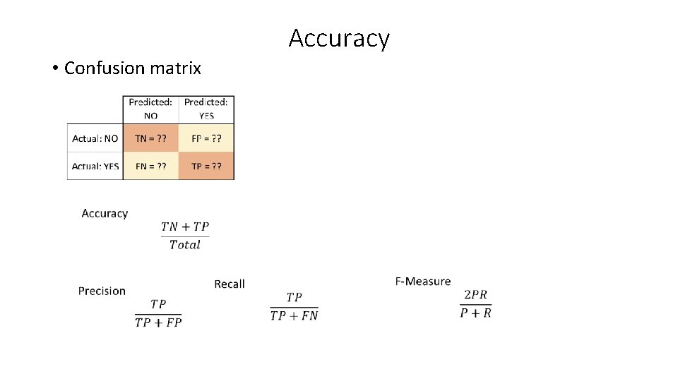 Accuracy • Confusion matrix 