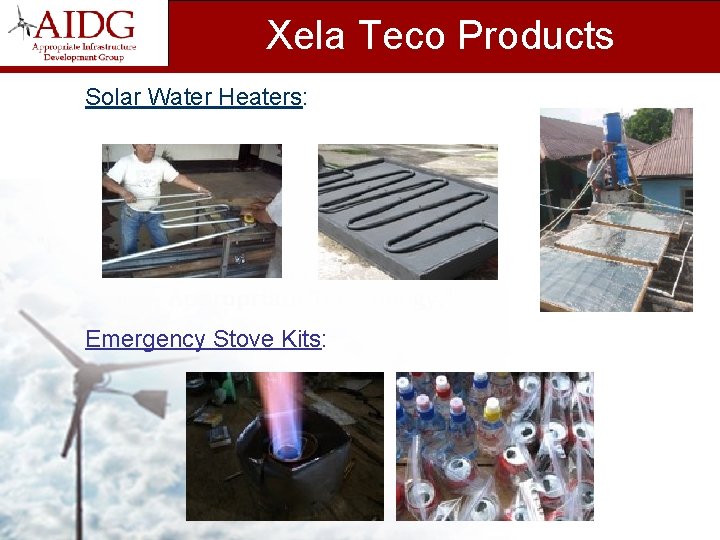 Xela Teco Products Solar Water Heaters: Emergency Stove Kits: 