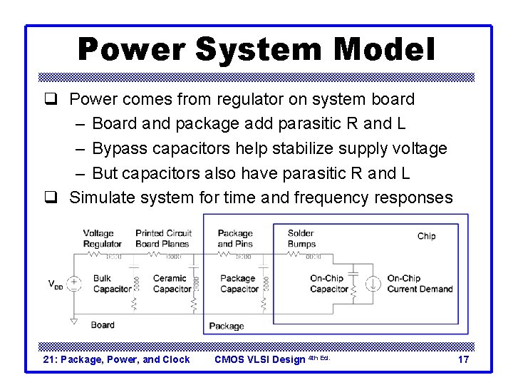 Power System Model q Power comes from regulator on system board – Board and