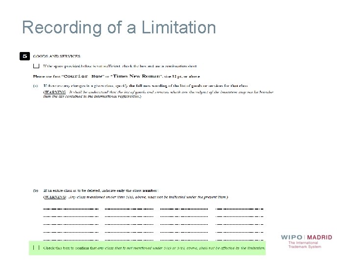 Recording of a Limitation 