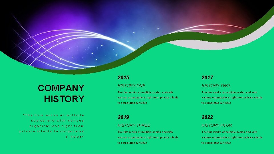 COMPANY HISTORY “The firm works at multiple scales and with various organizations right from COMPANY HISTORY “The firm works at multiple scales and with various organizations right from