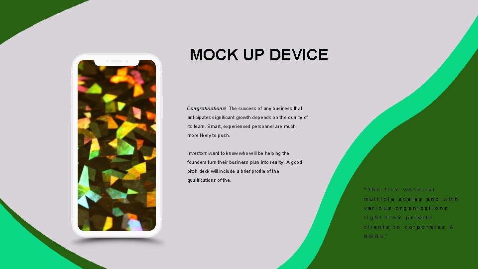 MOCK UP DEVICE Congratulations! The success of any business that anticipates significant growth depends MOCK UP DEVICE Congratulations! The success of any business that anticipates significant growth depends