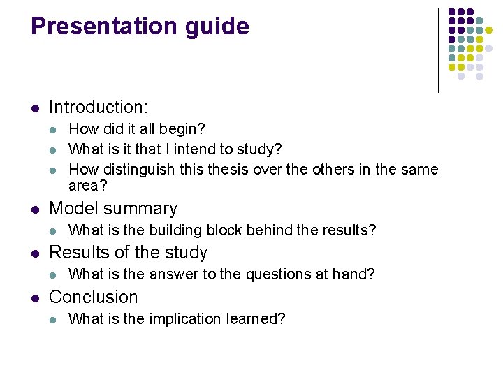 Presentation guide l Introduction: l l Model summary l l What is the building