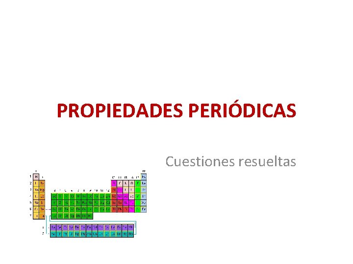 PROPIEDADES PERIÓDICAS Cuestiones resueltas 