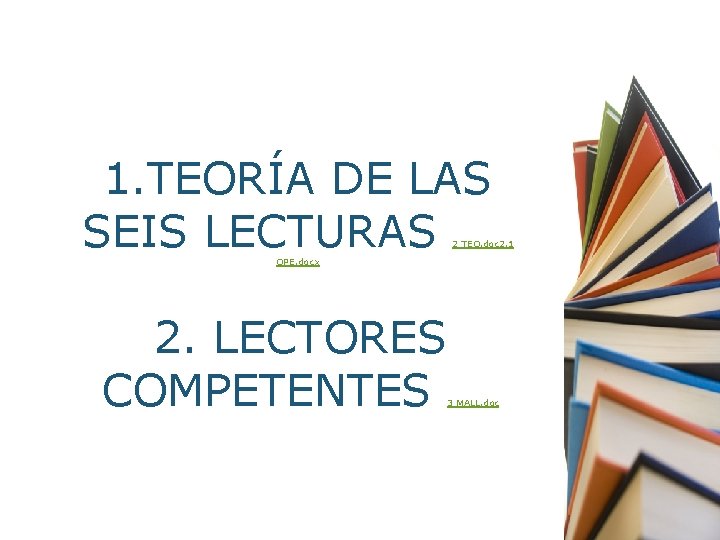 1. TEORÍA DE LAS SEIS LECTURAS 2 TEO. doc 2. 1 OPE. docx 2.