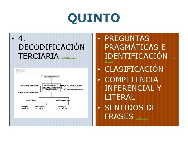 QUINTO • 4. DECODIFICACIÓN TERCIARIA 6. PROP. docx • PREGUNTAS PRAGMÁTICAS E IDENTIFICACIÓN SAB.