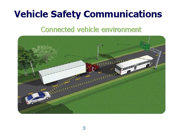 Vehicle Safety Communications Connected vehicle environment 3 