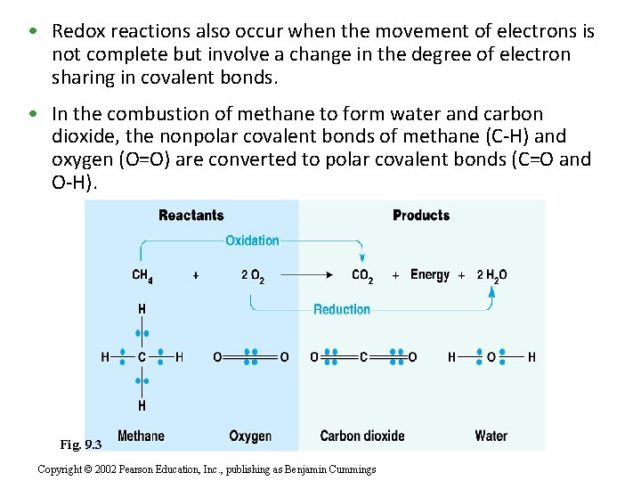  • Redox reactions also occur when the movement of electrons is not complete