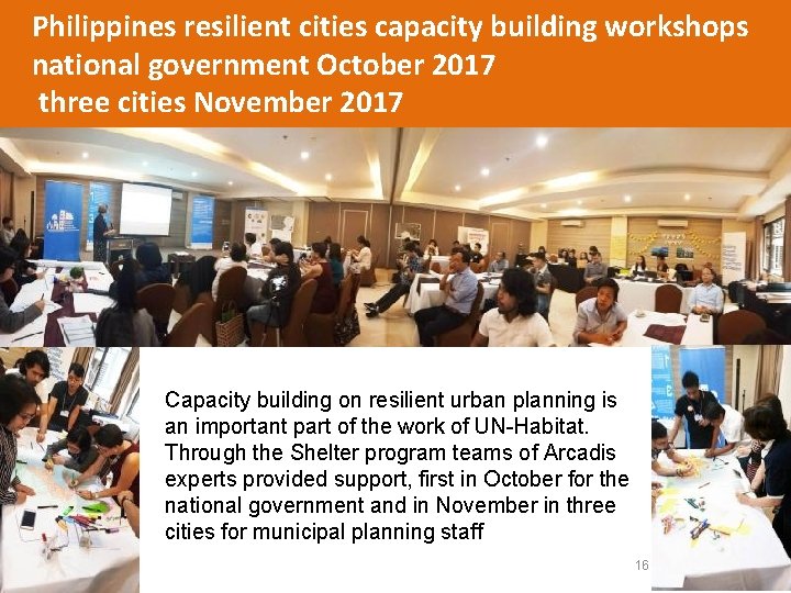Philippines resilient cities capacity building workshops national government October 2017 three cities November 2017