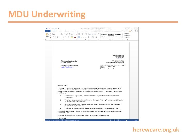 MDU Underwriting hereweare. org. uk 