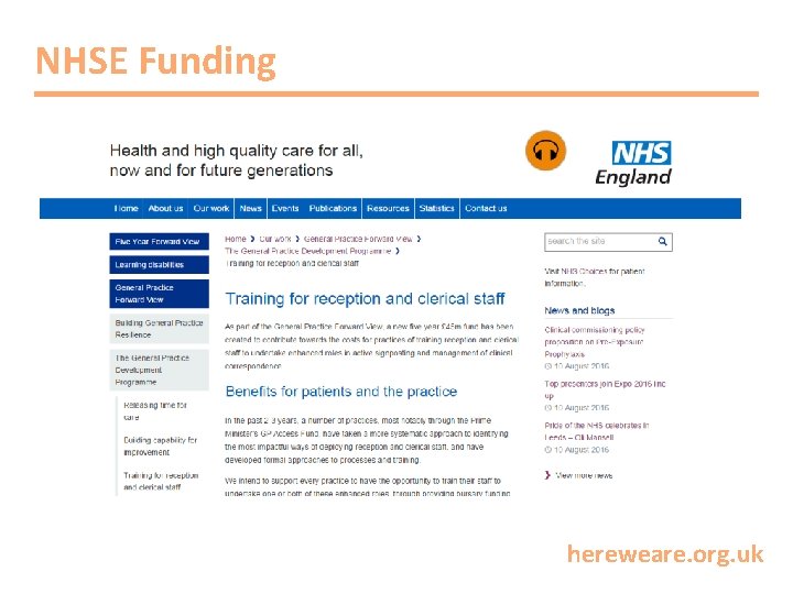 NHSE Funding hereweare. org. uk 