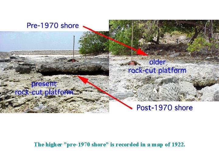 The higher ”pre-1970 shore” is recorded in a map of 1922. 