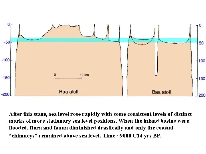 After this stage, sea level rose rapidly with some consistent levels of distinct marks