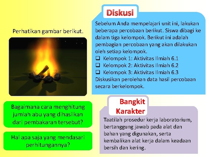 Diskusi Perhatikan gambar berikut. Bagaimana cara menghitung jumlah abu yang dihasilkan dari pembakaran tersebut?