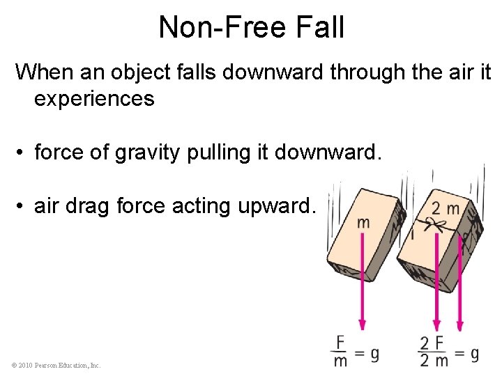 Non-Free Fall When an object falls downward through the air it experiences • force