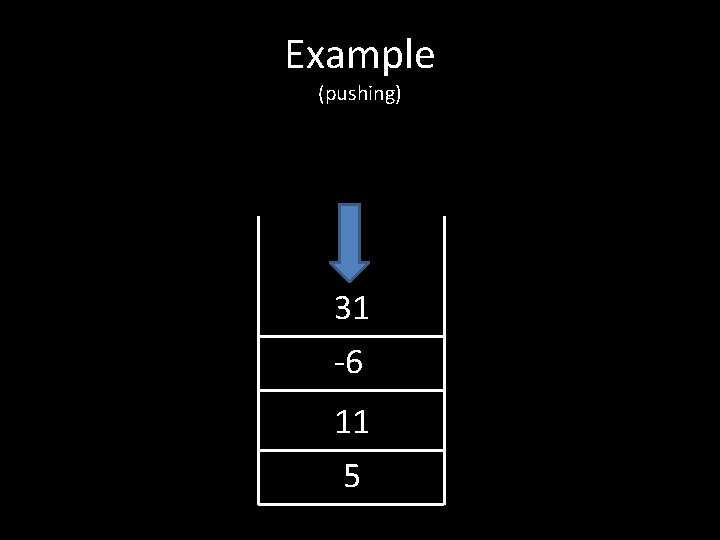 Example (pushing) 31 -6 11 5 