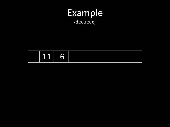 Example (dequeue) 11 -6 