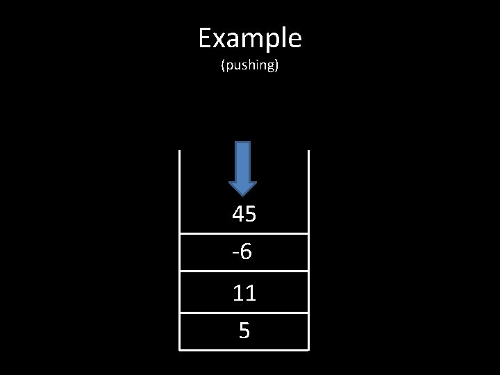 Example (pushing) 45 -6 11 5 