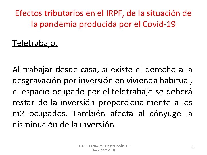 Efectos tributarios en el IRPF, de la situación de la pandemia producida por el