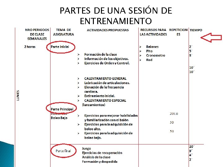 PARTES DE UNA SESIÓN DE ENTRENAMIENTO 