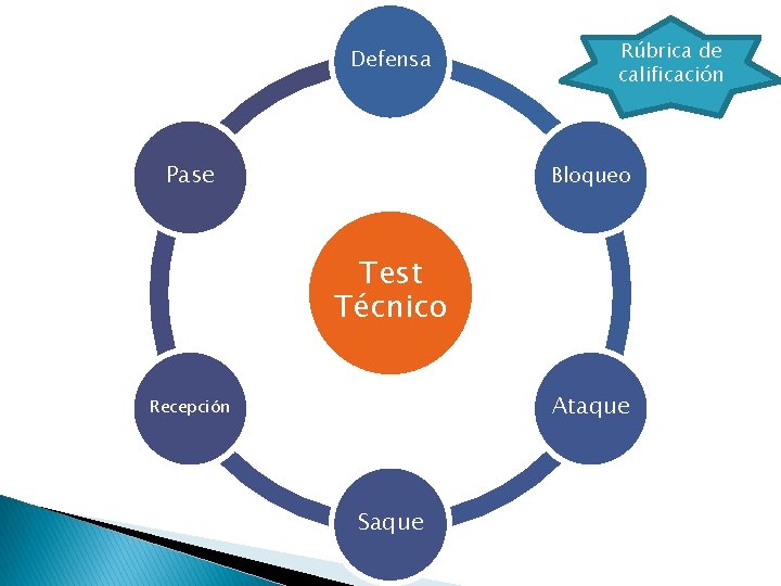 Defensa Pase Rúbrica de calificación Bloqueo Test Técnico Ataque Recepción Saque 