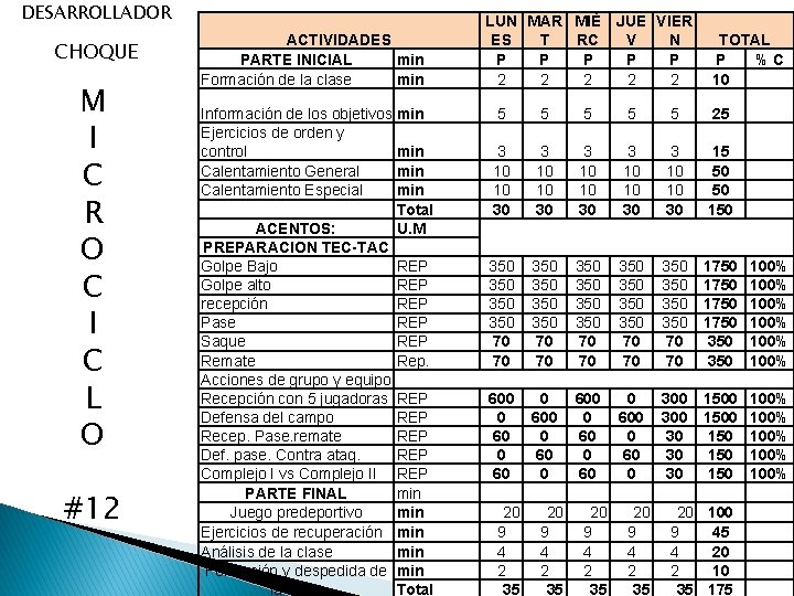 DESARROLLADOR CHOQUE M I C R O C I C L O #12 ACTIVIDADES