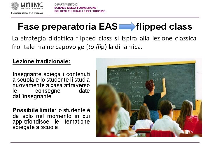 Fase preparatoria EAS flipped class La strategia didattica flipped class si ispira alla lezione