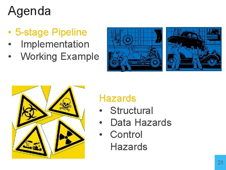 Agenda • 5 -stage Pipeline • Implementation • Working Example Hazards • Structural •