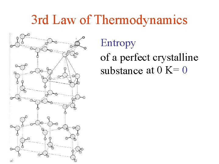 3 rd Law of Thermodynamics Entropy of a perfect crystalline substance at 0 K=