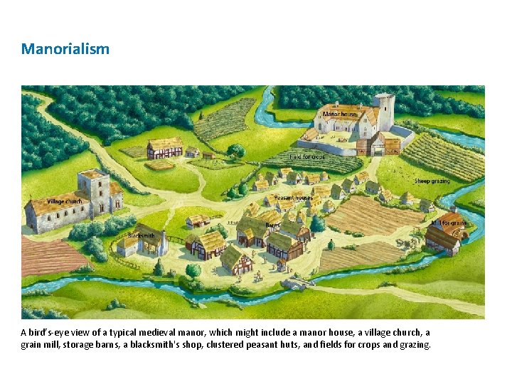 Manorialism A bird’s-eye view of a typical medieval manor, which might include a manor