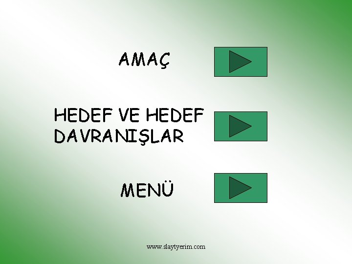 AMAÇ HEDEF VE HEDEF DAVRANIŞLAR MENÜ www. slaytyerim. com 