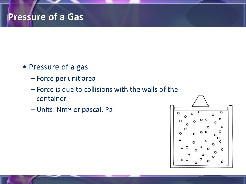 Pressure of a Gas • Pressure of a gas – Force per unit area