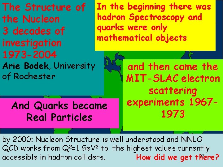 The Structure of the Nucleon 3 decades of investigation 1973 -2004 In the beginning The Structure of the Nucleon 3 decades of investigation 1973 -2004 In the beginning