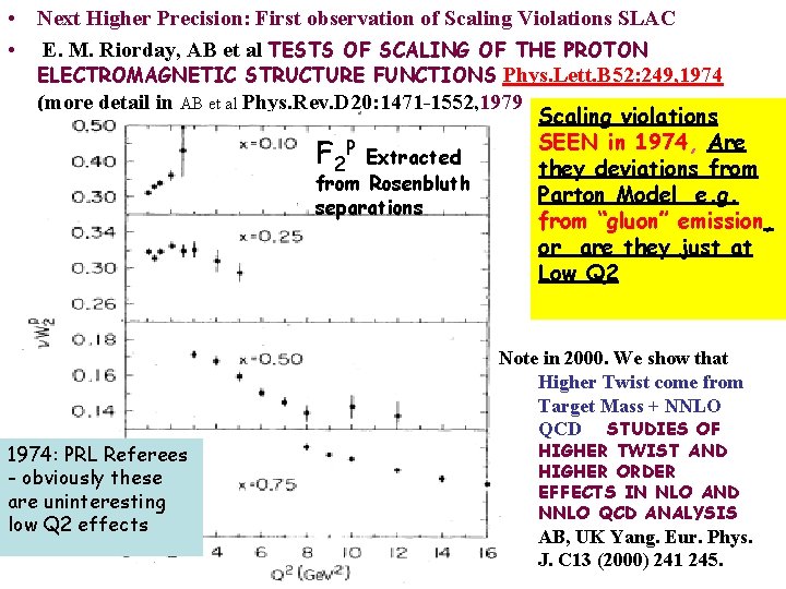 • Next Higher Precision: First observation of Scaling Violations SLAC • E. M. • Next Higher Precision: First observation of Scaling Violations SLAC • E. M.