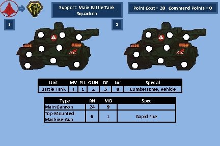 Support: Main Battle Tank Squadron 1 Point Cost = 20 Command Points = 0