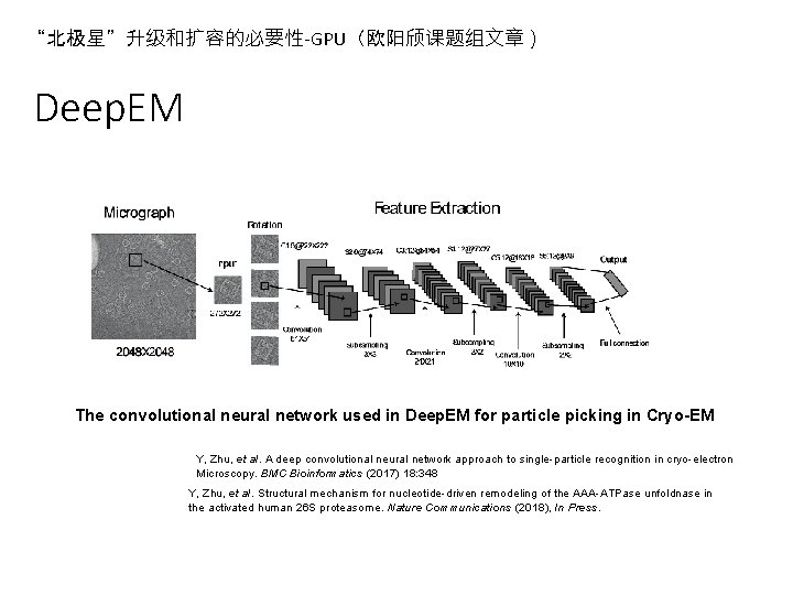 “北极星”升级和扩容的必要性-GPU（欧阳颀课题组文章） Deep. EM The convolutional neural network used in Deep. EM for particle picking