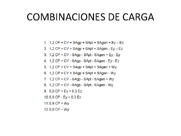 COMBINACIONES DE CARGA 