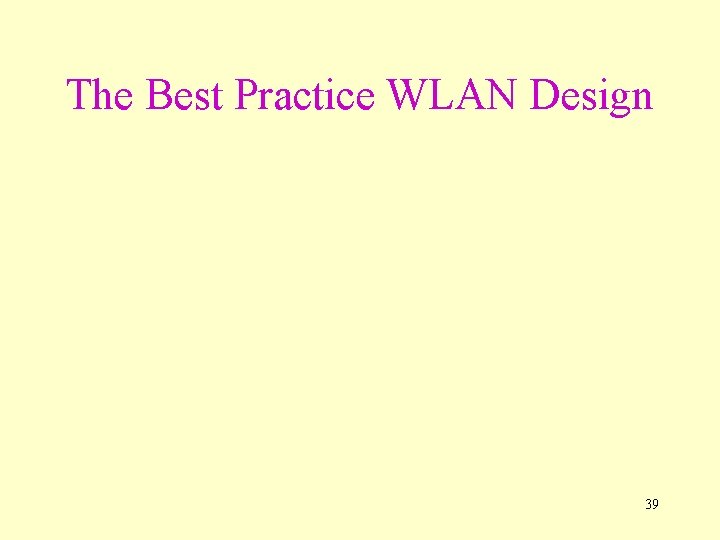 The Best Practice WLAN Design 39 