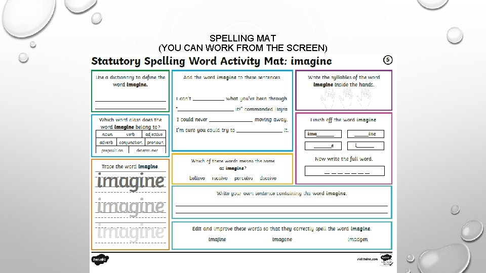 SPELLING MAT (YOU CAN WORK FROM THE SCREEN) 