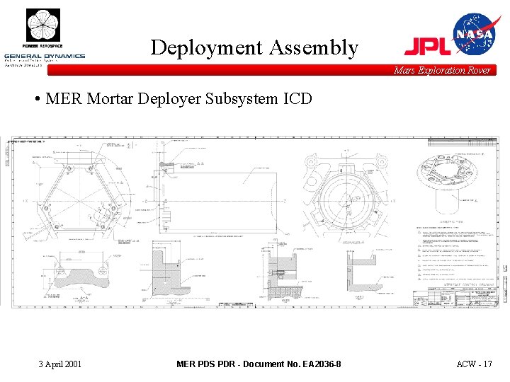 Deployment Assembly Mars Exploration Rover • MER Mortar Deployer Subsystem ICD 3 April 2001