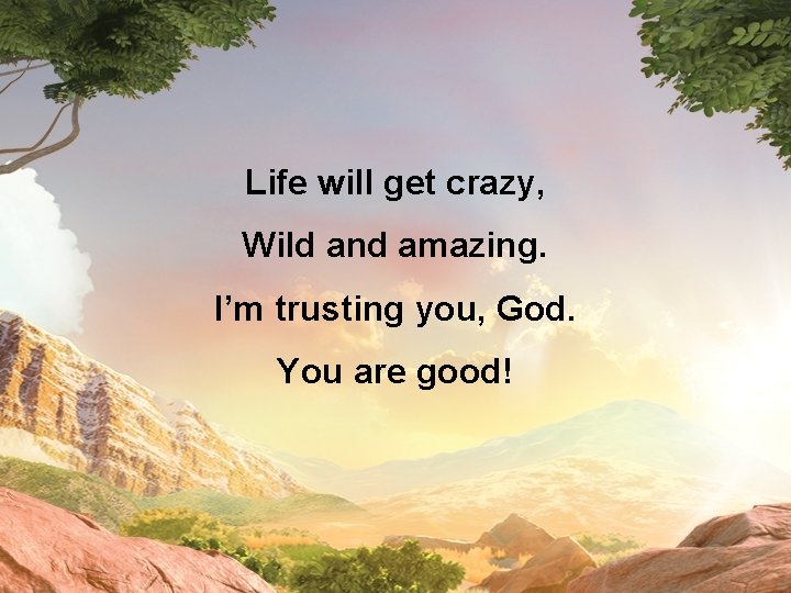 Life will get crazy, Wild and amazing. I’m trusting you, God. You are good!
