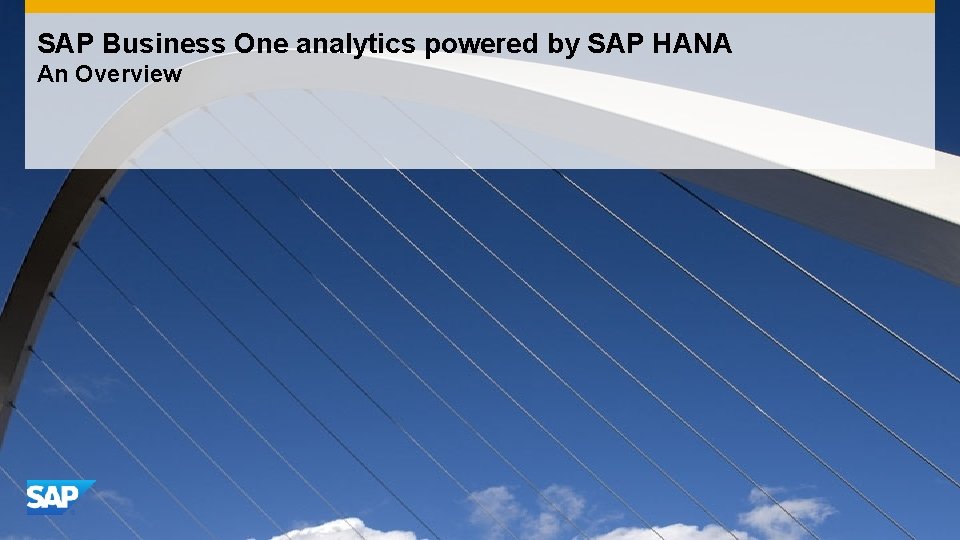 SAP Business One analytics powered by SAP HANA An Overview 