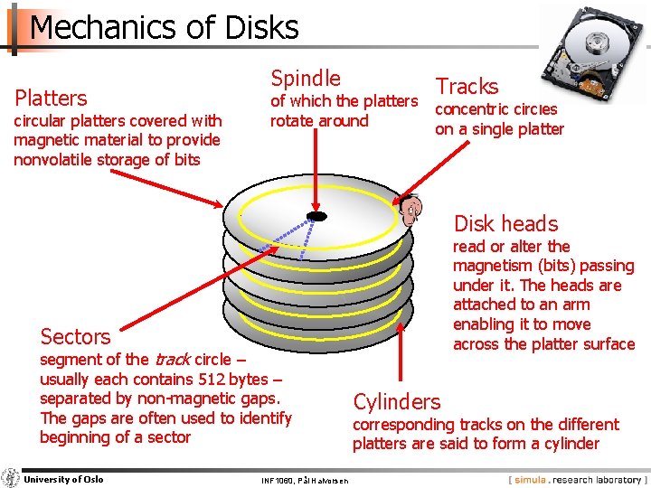 Mechanics of Disks Platters circular platters covered with magnetic material to provide nonvolatile storage