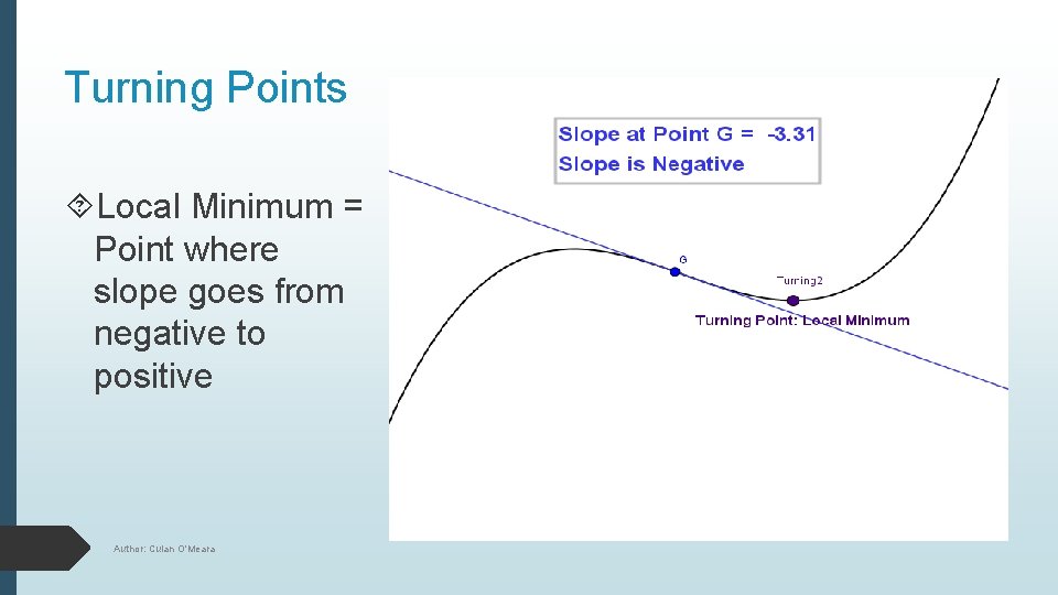 Turning Points Local Minimum = Point where slope goes from negative to positive Author: