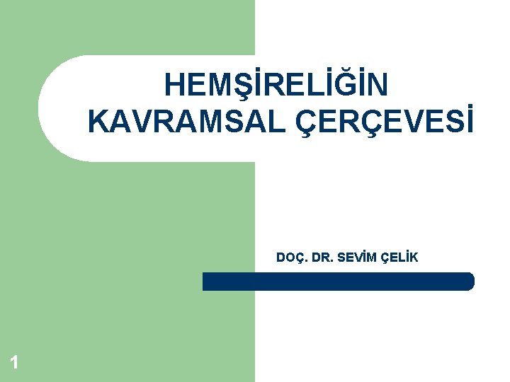 HEMŞİRELİĞİN KAVRAMSAL ÇERÇEVESİ DOÇ. DR. SEVİM ÇELİK 1 HEMŞİRELİĞİN KAVRAMSAL ÇERÇEVESİ DOÇ. DR. SEVİM ÇELİK 1