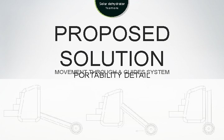 Solar dehydrator Team one PROPOSED SOLUTION MOVEMENT THROUGH A GUIDES SYSTEM PORTABILITY DETAIL 