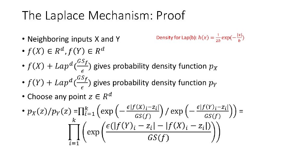 The Laplace Mechanism: Proof • 