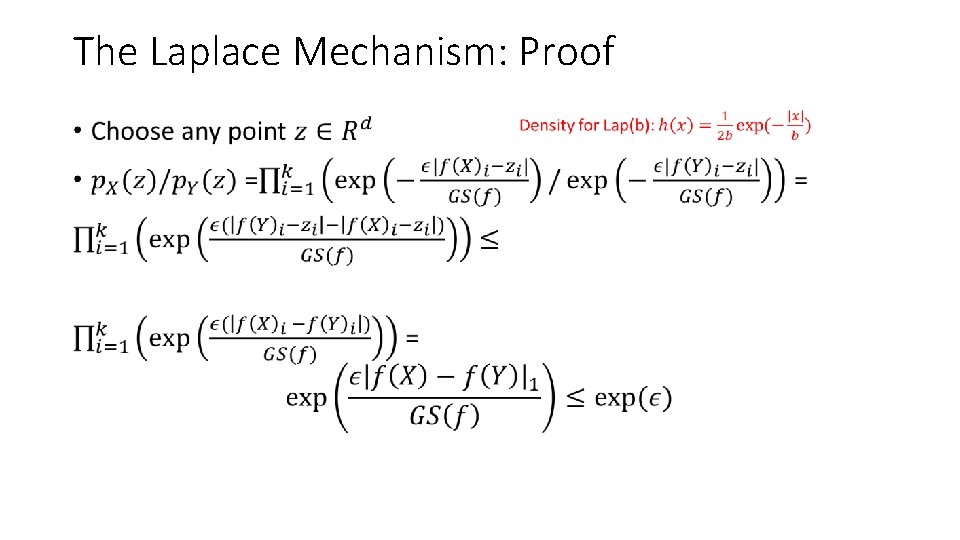 The Laplace Mechanism: Proof • 