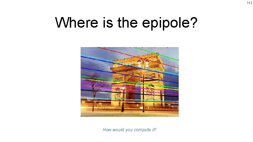 112 Where is the epipole? How would you compute it? 